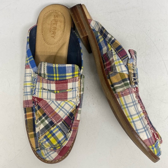Sperry Seaport Madras Mule Shoes Size 8.5 - Picture 1 of 17